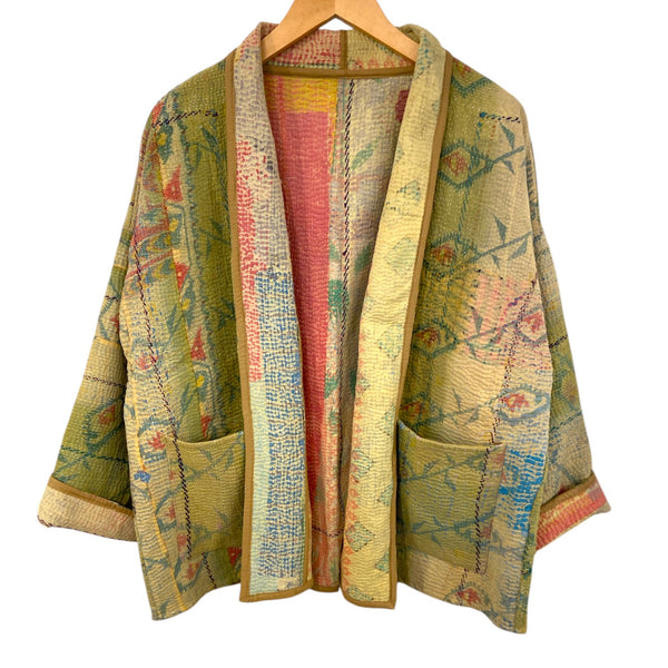 Jacket Kantha Reversible Earthy Floral Sweep