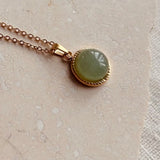 Necklace Gold Plated Jade Pendant