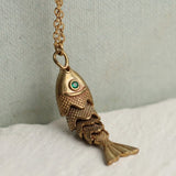 Gold Necklace Moving Fish Large