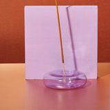 Incense Holder Hand Blown Glass Dimple Lilac