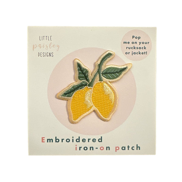 Patch Iron On Embroidered Lemons