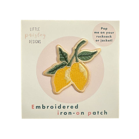 Patch Iron On Embroidered Lemons