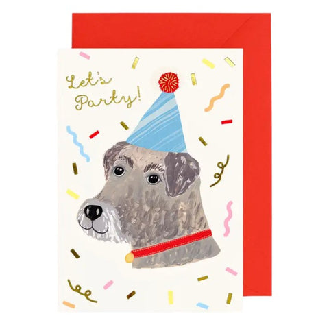 Birthday Card Lets Party Dog Party Hat