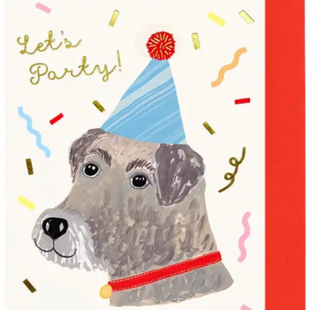 Birthday Card Lets Party Dog Party Hat