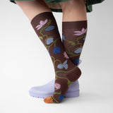 Bonne Maison Long Socks Fleurs Chataigne