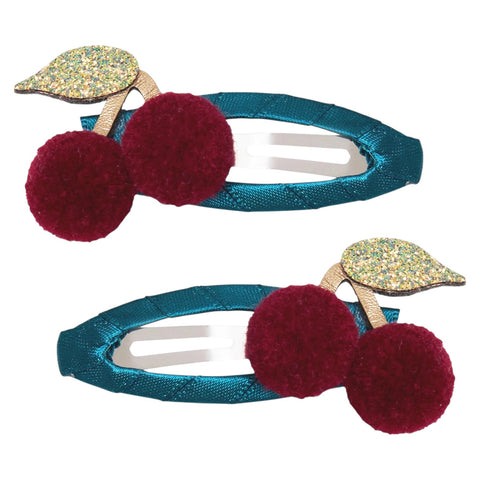 Pom Pom Cherries Hair Clips
