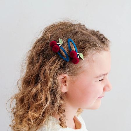 Pom Pom Cherries Hair Clips