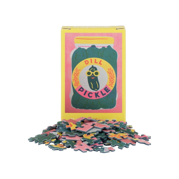 Puzzle with 'Dill Pickle' packaging on a white background