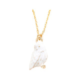 Enamel Owl Pendant Necklace Gold