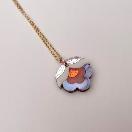 Necklace Floral Pendant Anna Pink Sky
