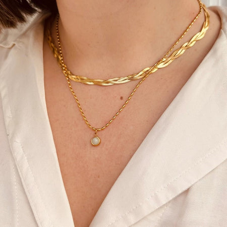 Waterproof 18k Gold Plated Braided Chain Necklace