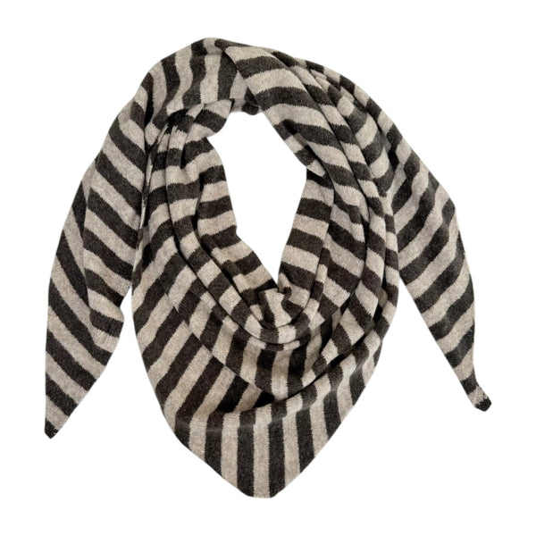 Nordic Stripe Triangle Scarf Coffee Taupe