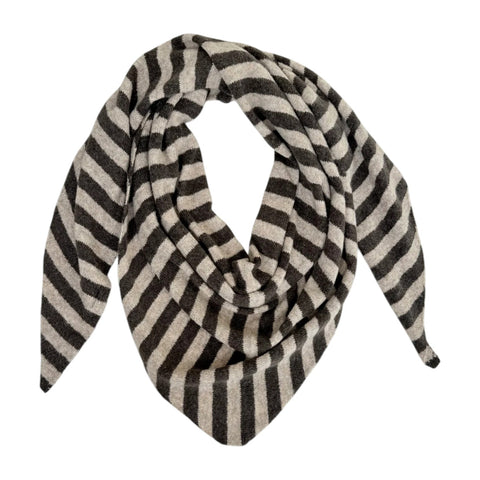 Nordic Stripe Triangle Scarf Coffee Taupe