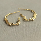 Earrings Hoop Gold Olive Branch