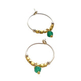 Green Onyx Gold Wire Hoop Earrings