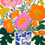 Print Risograph Orange And Pink Peonies