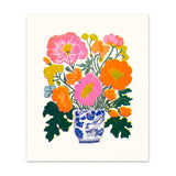 Print Risograph Orange And Pink Peonies