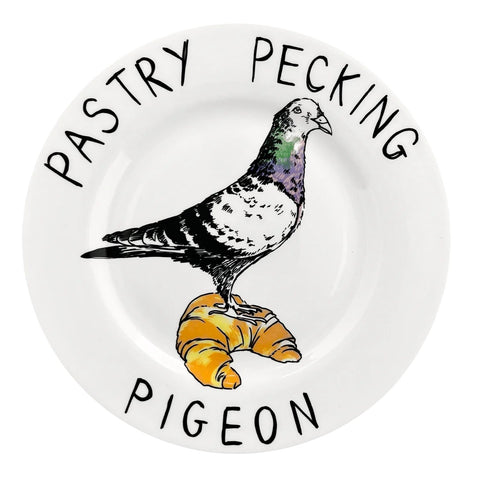 Plate China Pastry Pecking Pigeon