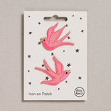 Patch Iron On Pink Swallows