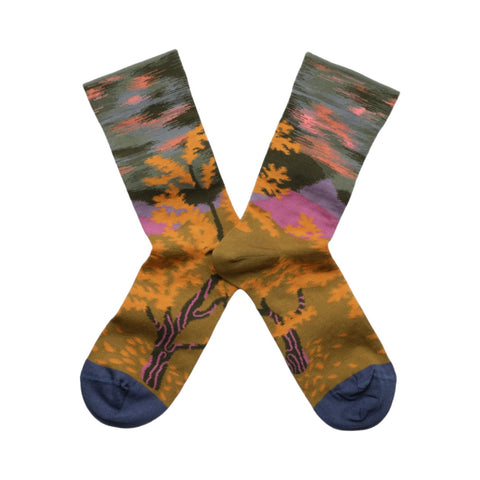 Bonne Maison Socks Mid Calf Paysage Absinthe