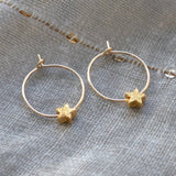 Hoop Earrings Silver Star Petite