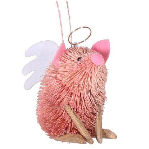 Bristle Angel Pig Christmas Decoration