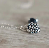 Tiny Silver Pine Cone Necklace