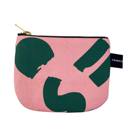 Purse Pouch Cotton Twill Pink Green
