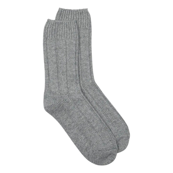 Grey wool sock on a white background