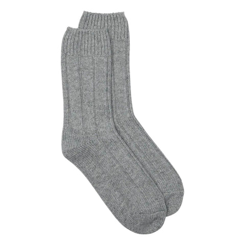 Grey wool sock on a white background