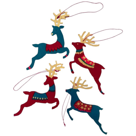 Christmas Decoration Wooden Reindeer Set Of 4