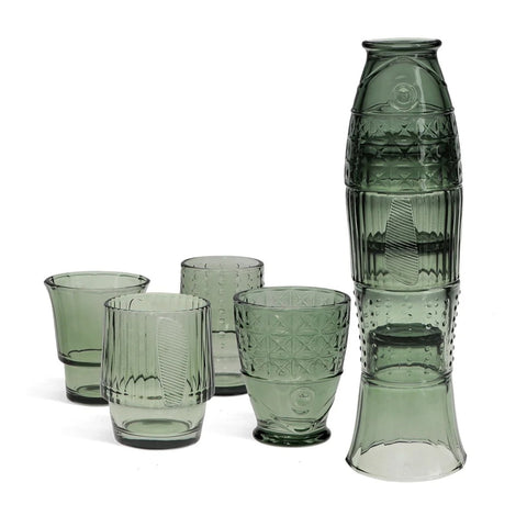 Stacking Glasses Tumblers Green Fish