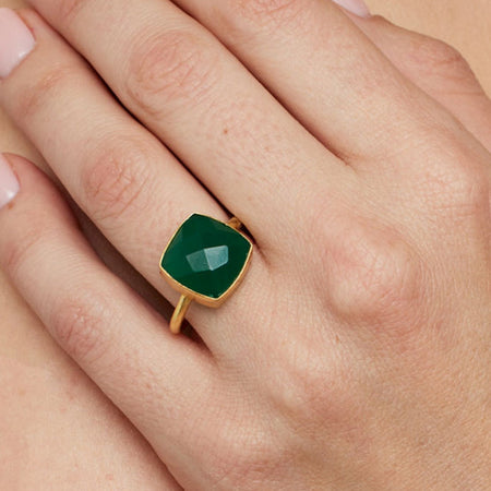 Ring Adjustable Size Darcy Green Onyx
