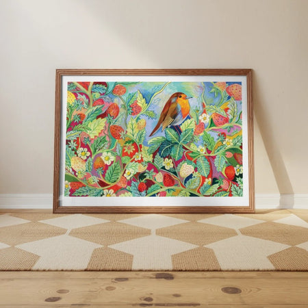 A3 Limited Edition Print Robin And Strawberries