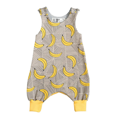 Romper Babygrow Adjustable Size Organic Cotton Beige Banana