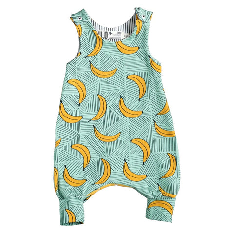 Romper Organic Cotton Adjustable Size Mint Banana