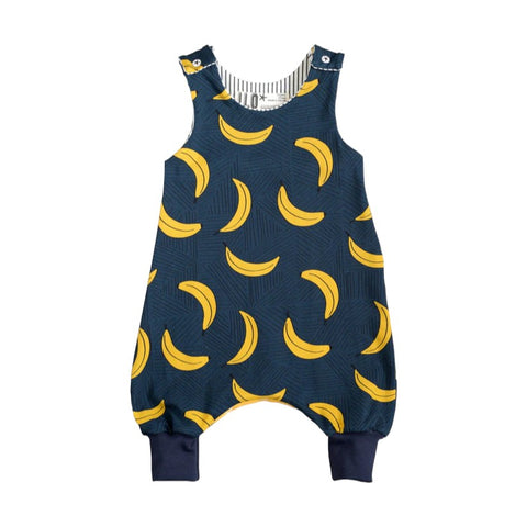 Romper Babygrow Adjustable Size Organic Cotton Navy Banana