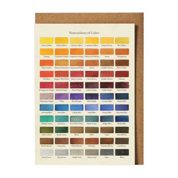 Greeting Card Nomenclature Of Colors