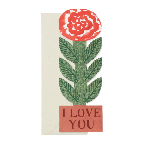 I Love You Card Tall Rose