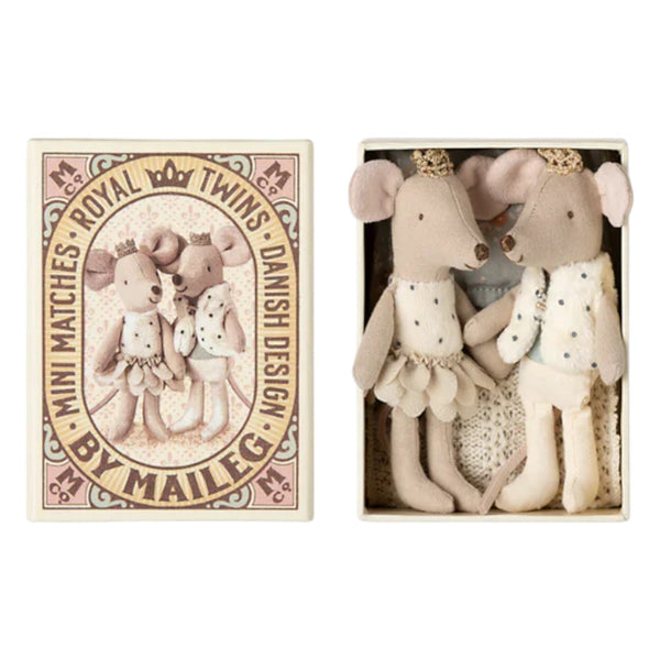 royal twin mice in a cardboard match box
