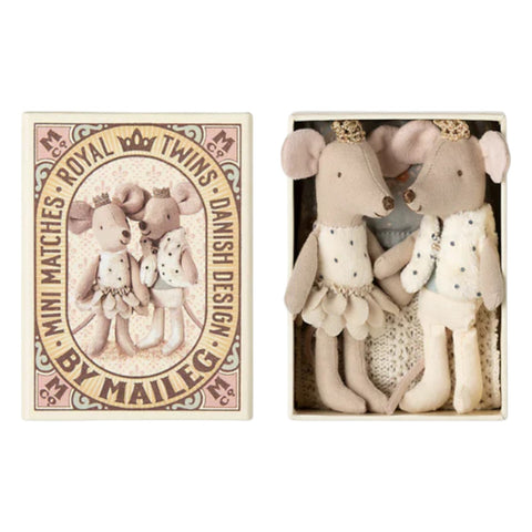 royal twin mice in a cardboard match box
