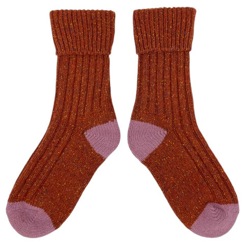 Socks Recycled Silk And Lambswool Rust Pink