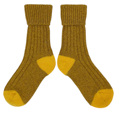 Socks Recycled Silk And Lambswool Mustard