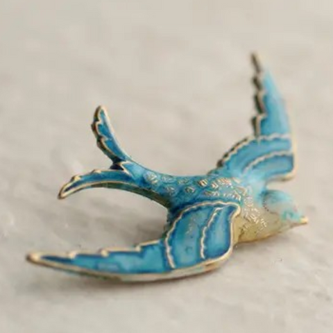 Brooch Blue Swallow Bird