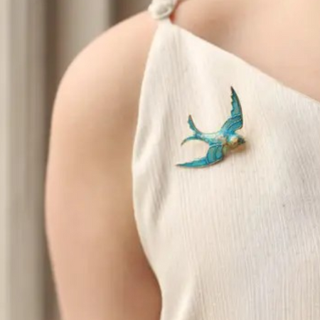 Brooch Blue Swallow Bird