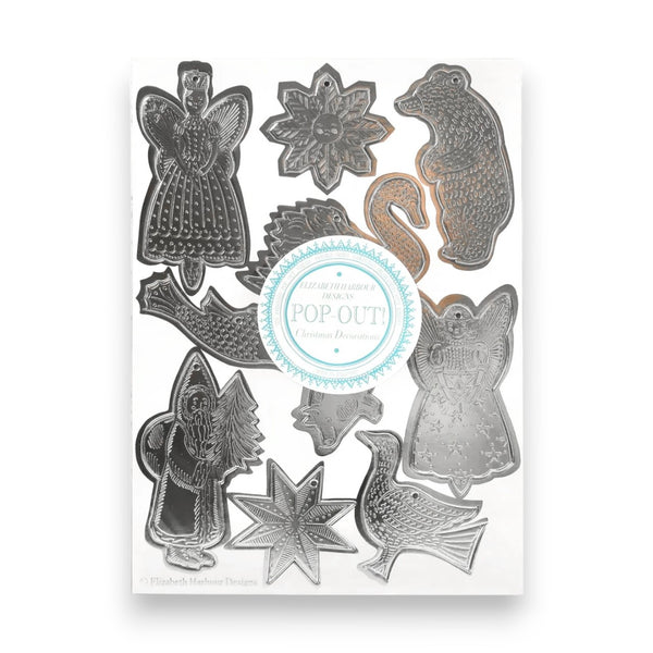 Christmas Decorations Pop Out Pack Silver Embossed