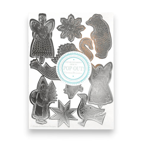 Christmas Decorations Pop Out Pack Silver Embossed