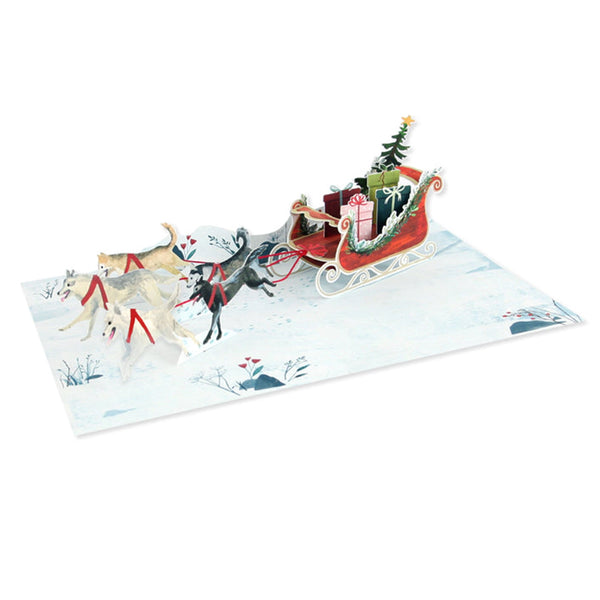 Christmas Card Sled Dogs 3D Pop Out