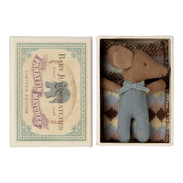 Sleepy Wakey Baby Mouse In Matchbox Blue