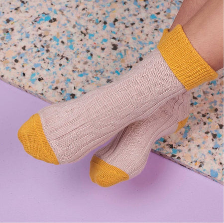 Cashmere Mix Slouch Socks Light Pink Yellow